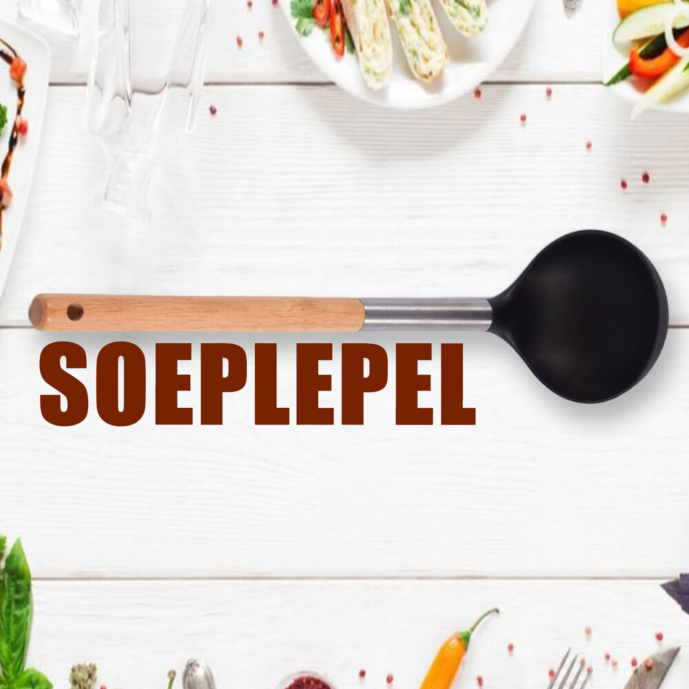 Discountershop Soeplepel | Opscheplepel | Zilver & Zwart | Keukengerei | hout, RVS, nylon | Sauslepel | 31.5cm*9cm Discountershop Soeplepel | Opscheplepel | Zilver & Zwart | Keukengerei | hout, RVS, nylon | Sauslepel | 31.5cm*9cm