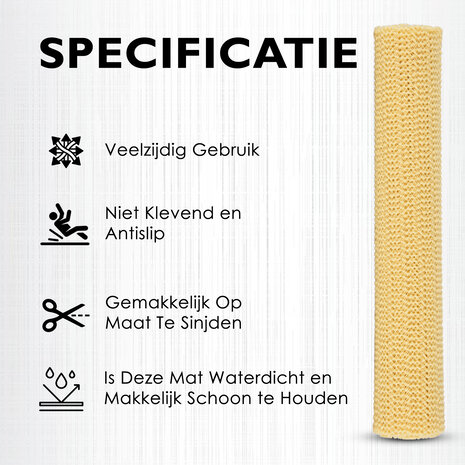 Discountershop 1x | Non-slip mat | Kitchen drawers | Rubber anti-slip mat | yellow/beige | Synthetic rubber | Grip mat | 150cm*30cm Discountershop 1x | Non-slip mat | Kitchen drawers | Rubber anti-slip mat | yellow/beige | Synthetic rubber | Grip mat | 150cm*30cm