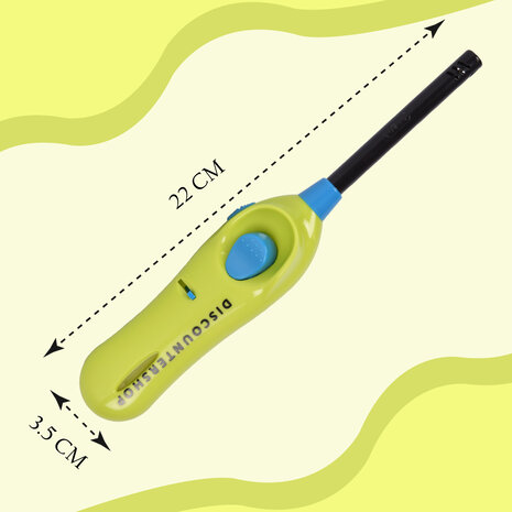 Discountershop Lighter with Child Safety Lock 22 cm for BBQ, Candles, Kitchen and Hospitality Use with Long Neck Green-Blue