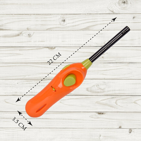 Discountershop Lighter with Child Safety Lock 22 cm for BBQ, Candles, Kitchen and Hospitality Use with Long Neck - Orange