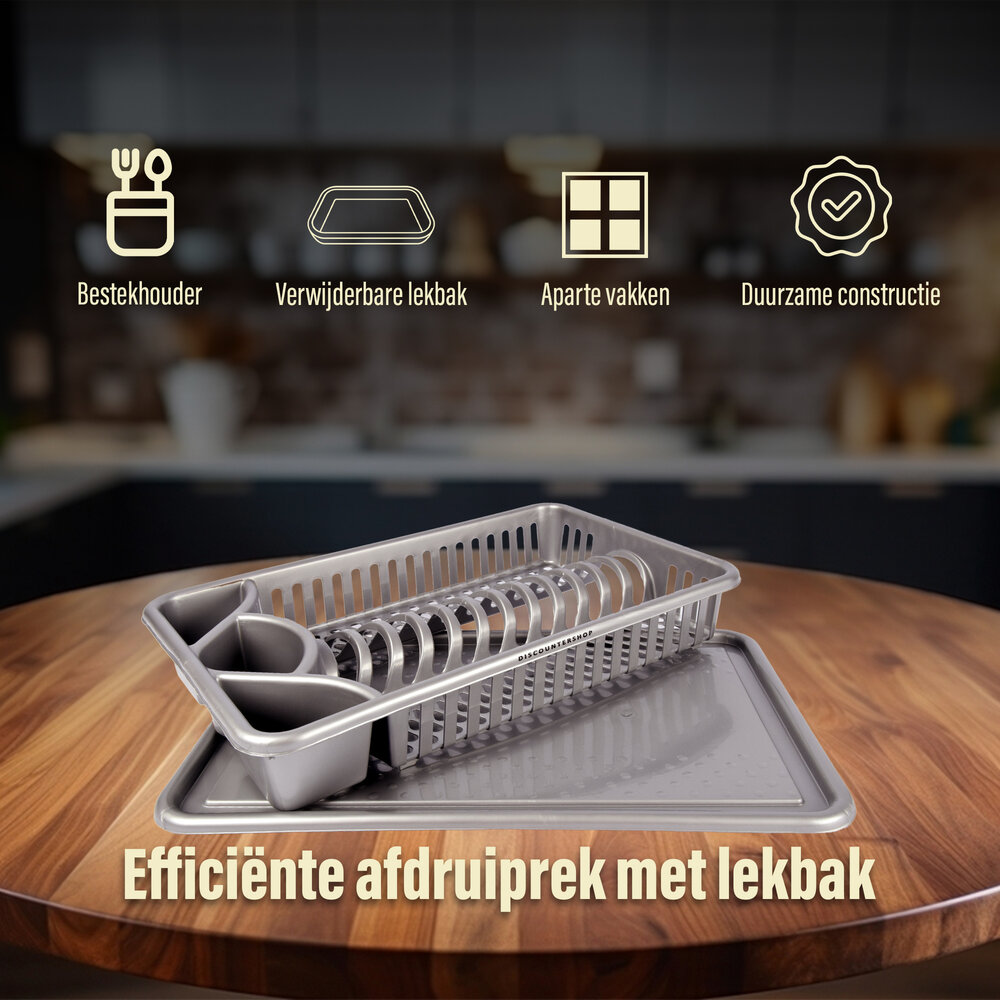 Discountershop Drainer | Dishwashing Rack | Dishwashing Rack | Gray | Drip Tray | Silver | 43cm x 26cm x 10cm Discountershop Drainer | Dishwashing Rack | Dishwashing Rack | Gray | Drip Tray | Silver | 43cm x 26cm x 10cm