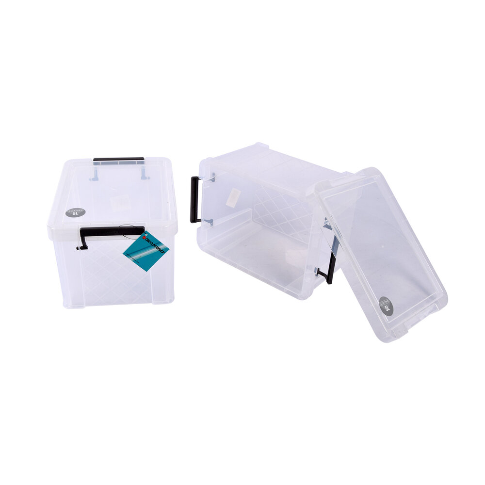 Discountershop Handy Stackable Large White Storage Boxes With Click Lid - Set Of 2 Pieces - 5L Storage Capacity - Dimensions 26cm X 19cm X 16cm Discountershop Handy Stackable Large White Storage Boxes With Click Lid - Set Of 2 Pieces - 5L Storage Capacity - Dimensions 26cm X 19cm X 16cm