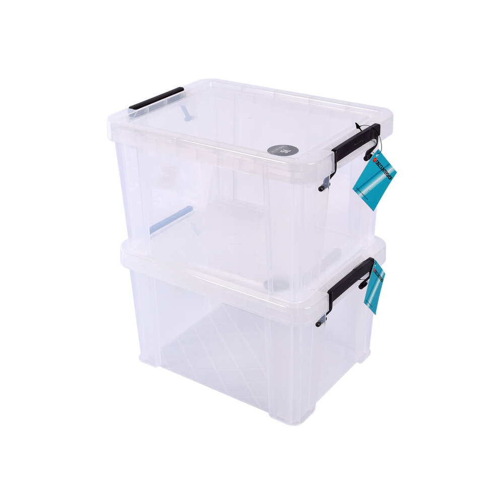 Discountershop Handige Stapelbare Grote Witte Opbergboxen Met Klikdeksel - Set Van 2 Stuks - 5L Opbergcapaciteit - Afmetingen 26cm X 19cm X 16cm Discountershop Handige Stapelbare Grote Witte Opbergboxen Met Klikdeksel - Set Van 2 Stuks - 5L Opbergcapaciteit - Afmetingen 26cm X 19cm X 16cm