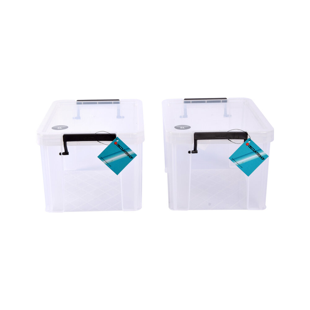 Discountershop Handy Stackable Large White Storage Boxes With Click Lid - Set Of 2 Pieces - 5L Storage Capacity - Dimensions 26cm X 19cm X 16cm Discountershop Handy Stackable Large White Storage Boxes With Click Lid - Set Of 2 Pieces - 5L Storage Capacity - Dimensions 26cm X 19cm X 16cm