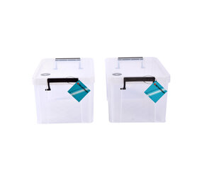 Discountershop Handy Stackable Large White Storage Boxes With Click Lid - Set Of 2 Pieces - 5L Storage Capacity - Dimensions 26cm X 19cm X 16cm Discountershop Handy Stackable Large White Storage Boxes With Click Lid - Set Of 2 Pieces - 5L Storage Capacity - Dimensions 26cm X 19cm X 16cm