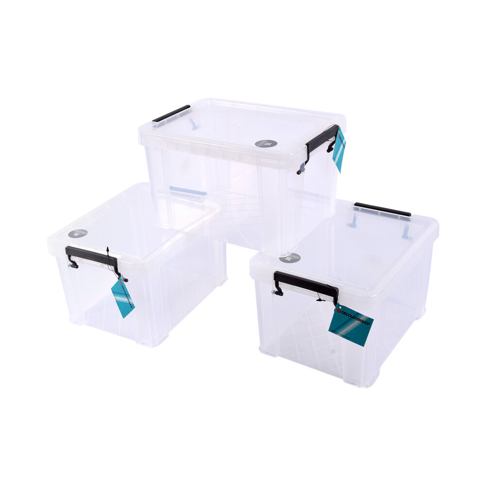 Discountershop 3 Stuks Stapelbare Grote Witte Opbergboxen - Klikdeksel - 26cm x 19cm x 16cm - 5L Discountershop 3 Stuks Stapelbare Grote Witte Opbergboxen - Klikdeksel - 26cm x 19cm x 16cm - 5L