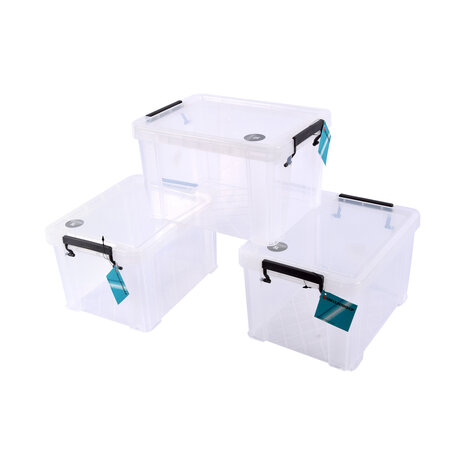 Discountershop 3 Stuks Stapelbare Grote Witte Opbergboxen - Klikdeksel - 26cm x 19cm x 16cm - 5L Discountershop 3 Stuks Stapelbare Grote Witte Opbergboxen - Klikdeksel - 26cm x 19cm x 16cm - 5L