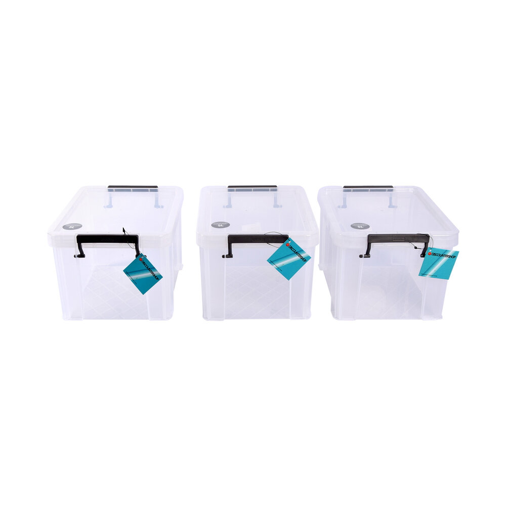 Discountershop 3 Stuks Stapelbare Grote Witte Opbergboxen - Klikdeksel - 26cm x 19cm x 16cm - 5L Discountershop 3 Stuks Stapelbare Grote Witte Opbergboxen - Klikdeksel - 26cm x 19cm x 16cm - 5L