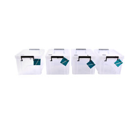 Discountershop Large Plastic Storage Boxes - Set of 4 - Stackable – 5 Liter - Click Lid - 26cm x 19cm x 16cm Discountershop Large Plastic Storage Boxes - Set of 4 - Stackable – 5 Liter - Click Lid - 26cm x 19cm x 16cm