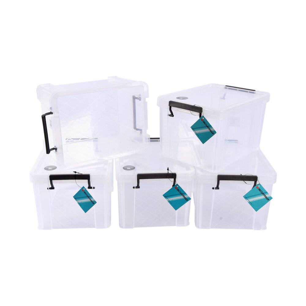 Discountershop Spacious Plastic Storage Box - Large Storage Capacity - Stackable - White - 5 Pieces - Click Lid - 5L - Dimensions: 26x19x16cm
