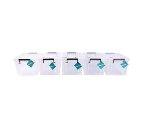 Discountershop Ruime Plastic Opbergbox - Grote Opbergcapaciteit - Stapelbaar - Wit - 5 Stuks - Klikdeksel - 5L - Afmetingen: 26cm x 19cm x 16cm Discountershop Ruime Plastic Opbergbox - Grote Opbergcapaciteit - Stapelbaar - Wit - 5 Stuks - Klikdeksel - 5L - Afmetingen: 26cm x 19cm x 16cm