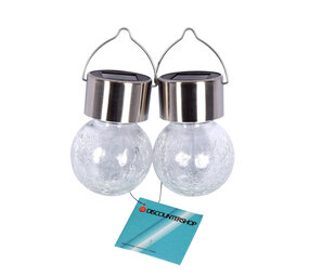 Zonne-lampen voor Sfeervolle Tuinverlichting - Set van 2 - Zilver - Afmetingen: ca. 9x6cm - Solar Lampen incl. batterijen Zonne-lampen voor Sfeervolle Tuinverlichting - Set van 2 - Zilver - Afmetingen: ca. 9x6cm - Solar Lampen incl. batterijen