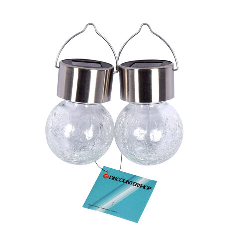 Solar lamps for atmospheric garden lighting - Set of 2 - Silver - Dimensions: approx. 9x6cm - Solar Lamps incl. batteries Solar lamps for atmospheric garden lighting - Set of 2 - Silver - Dimensions: approx. 9x6cm - Solar Lamps incl. batteries