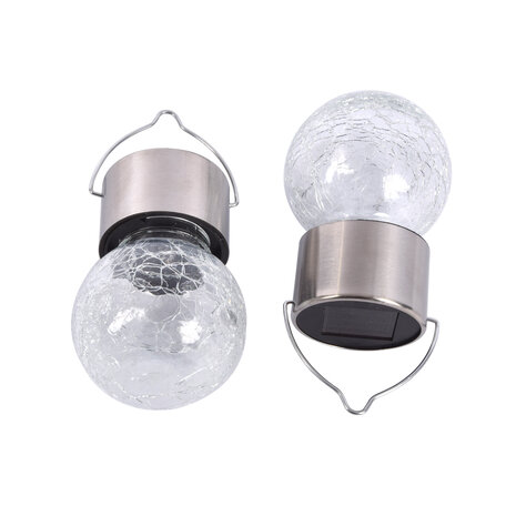 Solar lamps for atmospheric garden lighting - Set of 2 - Silver - Dimensions: approx. 9x6cm - Solar Lamps incl. batteries Solar lamps for atmospheric garden lighting - Set of 2 - Silver - Dimensions: approx. 9x6cm - Solar Lamps incl. batteries
