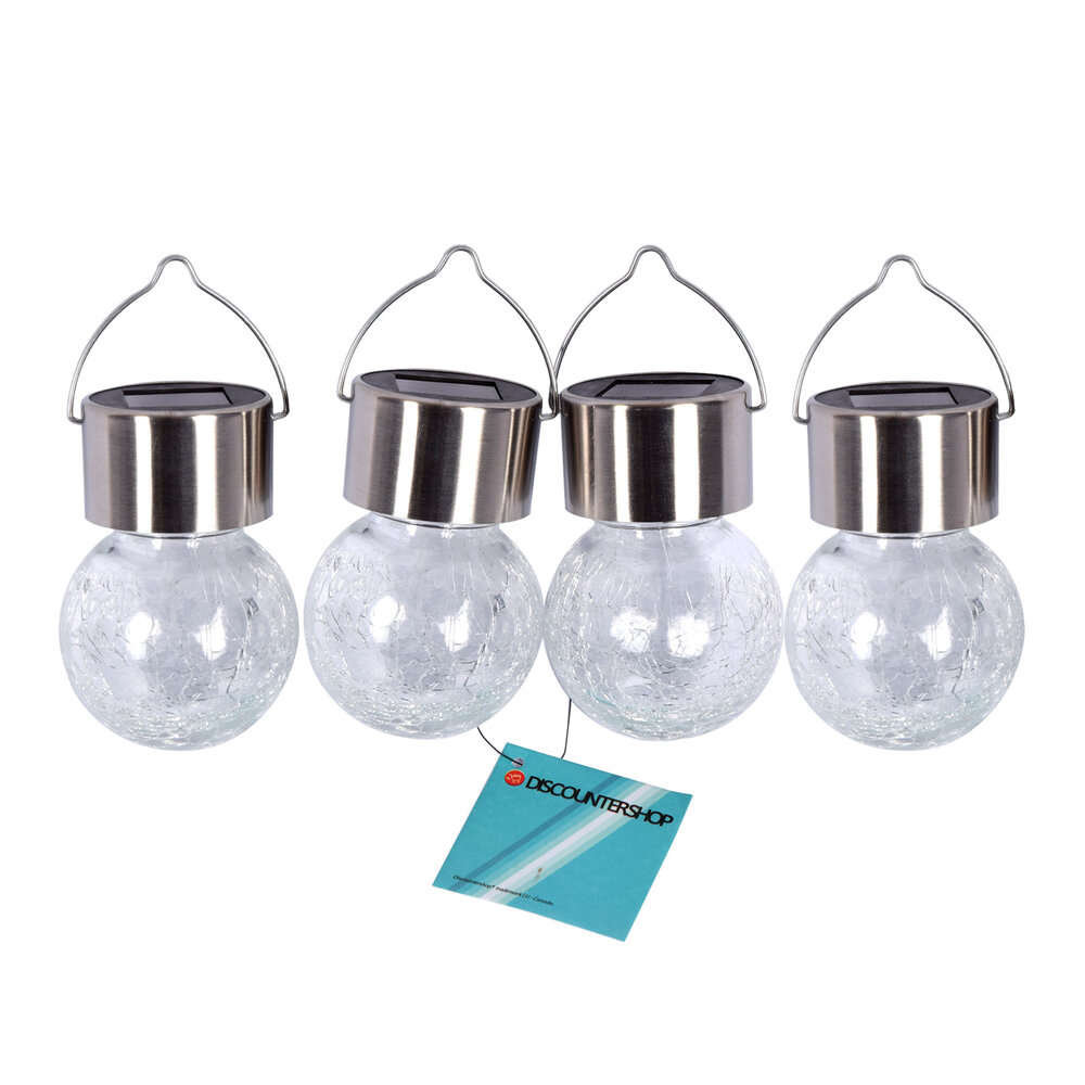 Discountershop Elegante Zonne-lampen Set voor Tuinverlichting - 4 Stuks - Zilver - 9x6cm - Solar- 1.2V - Batterijen Inbegrepen Discountershop Elegante Zonne-lampen Set voor Tuinverlichting - 4 Stuks - Zilver - 9x6cm - Solar- 1.2V - Batterijen Inbegrepen