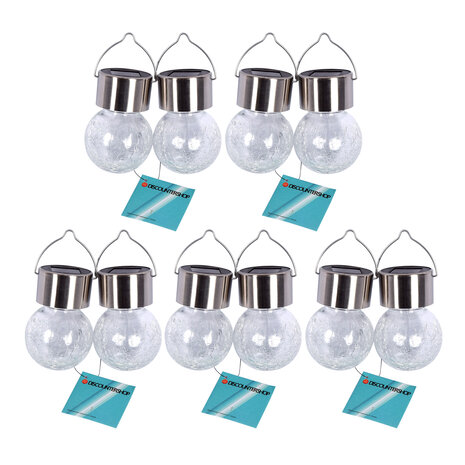 Discountershop Solar Lamp Set for Solar Garden Lighting - 10 Solar lamps - Ni-MH 1.2V - Outdoor Lighting - Stainless Steel & Crystal Glass Discountershop Solar Lamp Set for Solar Garden Lighting - 10 Solar lamps - Ni-MH 1.2V - Outdoor Lighting - Stainless Steel & Crystal Glass
