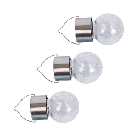 Discountershop Elegant Solar Lamp Set for Atmospheric Garden Lighting - 3 SOLAR Lamps – Silver