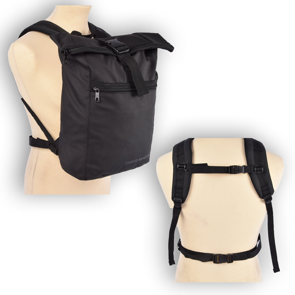 Enrico Benetti Stylish Black Backpack - Enrico Benetti | Outdoor Backpack - 14L Volume - Laptop compartment - Adjustable Shoulder Straps Enrico Benetti Stylish Black Backpack - Enrico Benetti | Outdoor Backpack - 14L Volume - Laptop compartment - Adjustable Shoulder Straps