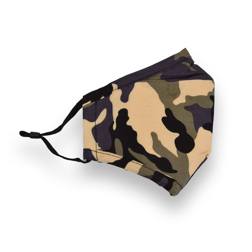 Discountershop Camouflage Washable Face Masks made of 100% Cotton - Comfort and Safety - Length 24cm - Width 15.5cm - Washable Face Masks