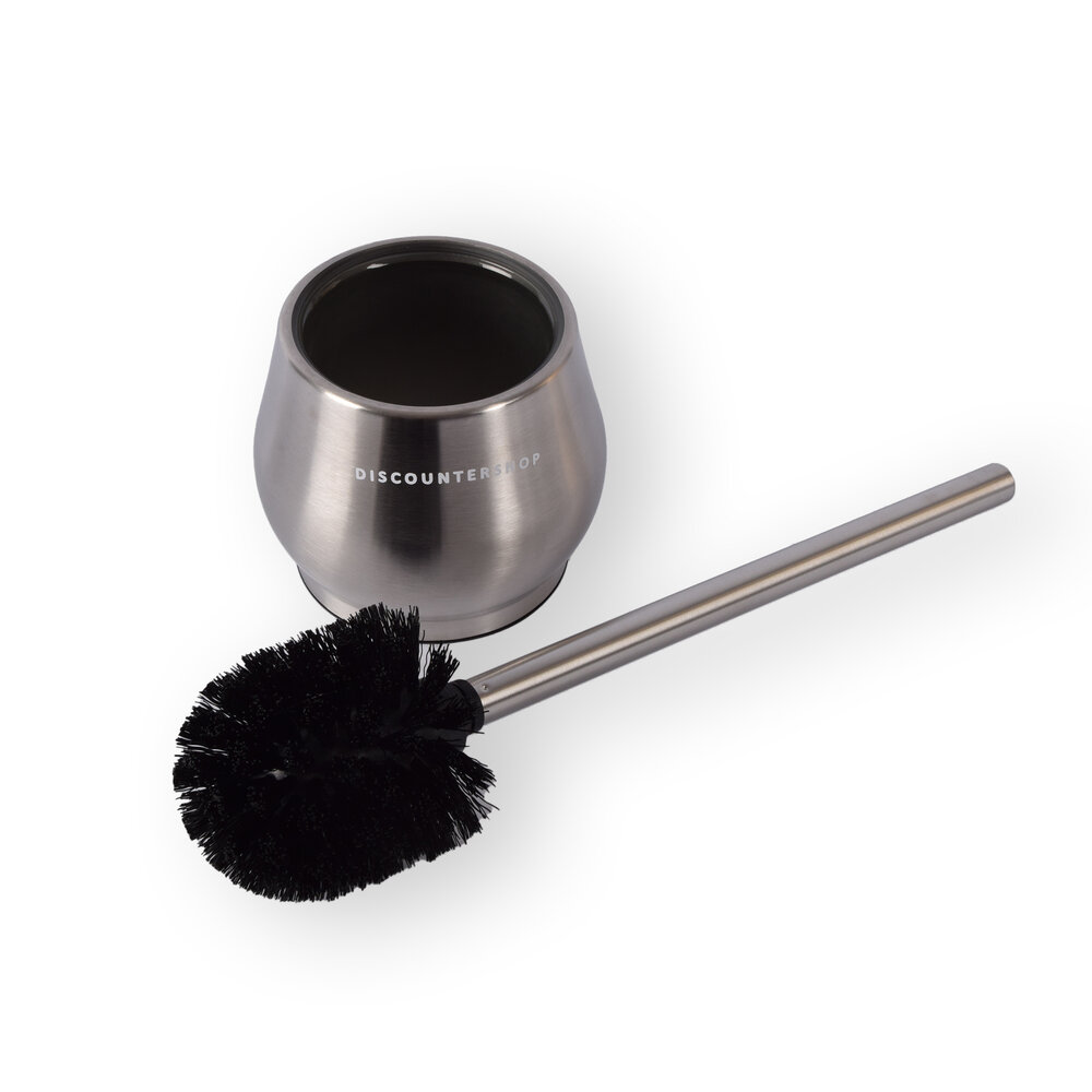 Discountershop Silver Toilet Brush with Holder - Toilet Accessories - Stainless Steel - 10.5x12x36cm Discountershop Silver Toilet Brush with Holder - Toilet Accessories - Stainless Steel - 10.5x12x36cm