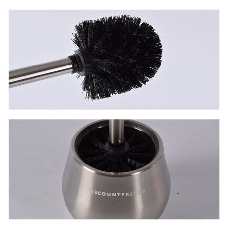 Discountershop Silver Toilet Brush with Holder - Toilet Accessories - Stainless Steel - 10.5x12x36cm Discountershop Silver Toilet Brush with Holder - Toilet Accessories - Stainless Steel - 10.5x12x36cm
