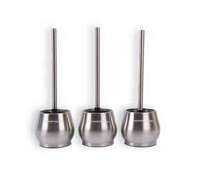 Discountershop Silver Toilet Brush Set - 3x Toilet Brushes with Holder | Stainless steel | 36cm x 12cm x 10.5cm Discountershop Silver Toilet Brush Set - 3x Toilet Brushes with Holder | Stainless steel | 36cm x 12cm x 10.5cm