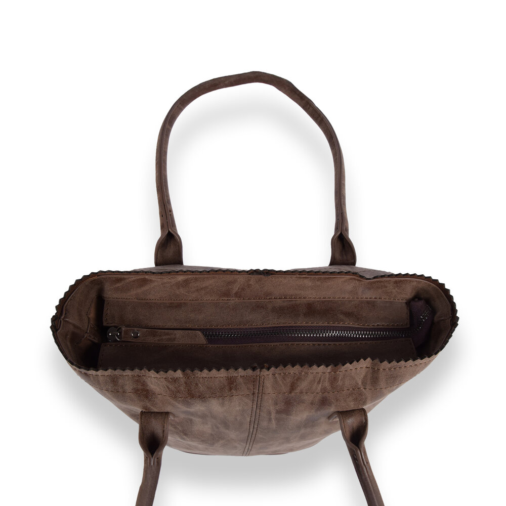 Bicky Bernard  Stijlvolle Bruine Schoudertas Dames met Kleine Portemonnee - Bicky Bernard - Polyester - 35x10x39cm - 13.6L - 3 Vakken