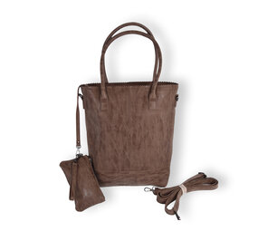Bicky Bernard  Stijlvolle Bruine Schoudertas Dames met Kleine Portemonnee - Bicky Bernard - Polyester - 35x10x39cm - 13.6L - 3 Vakken Bicky Bernard  Stijlvolle Bruine Schoudertas Dames met Kleine Portemonnee - Bicky Bernard - Polyester - 35x10x39cm - 13.6L - 3 Vakken