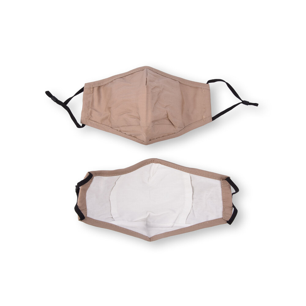 Discountershop Beige Fashion  Mondkapjes | 24cm x 15.5m | Set van 2 | 100% Katoen | Herbruikbaar en Wasbaar Gezichtsmasker met Oorlus | Anti-Stof en Pollen Beschermend