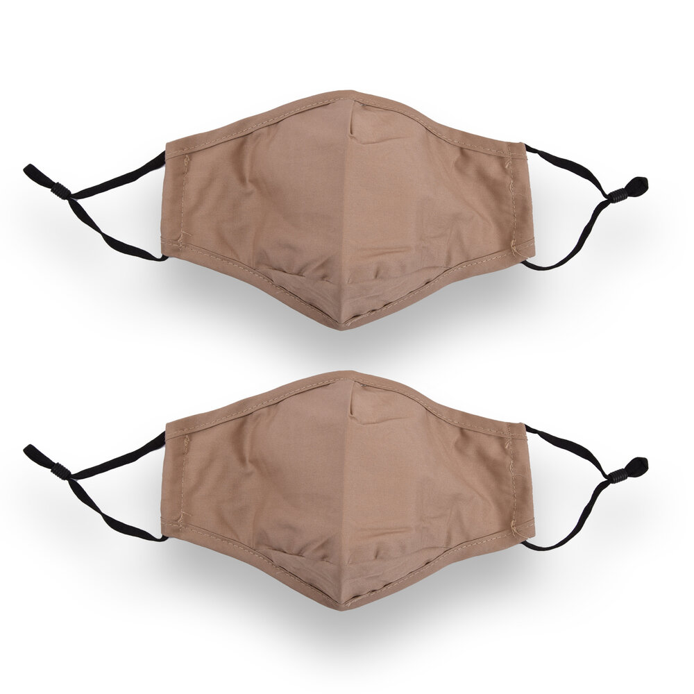 Discountershop Beige Fashion Face Masks | 24cm x 15.5cm | Set of 2 | 100% Cotton | Reusable and Washable Face Mask with Ear Loop | Anti-Dust and Pollen Protection