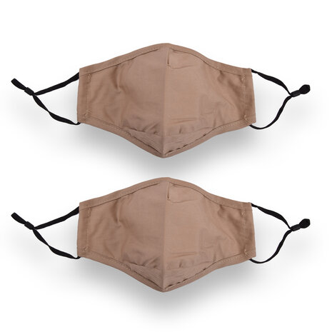 Discountershop Beige Fashion  Mondkapjes | 24cm x 15.5m | Set van 2 | 100% Katoen | Herbruikbaar en Wasbaar Gezichtsmasker met Oorlus | Anti-Stof en Pollen Beschermend