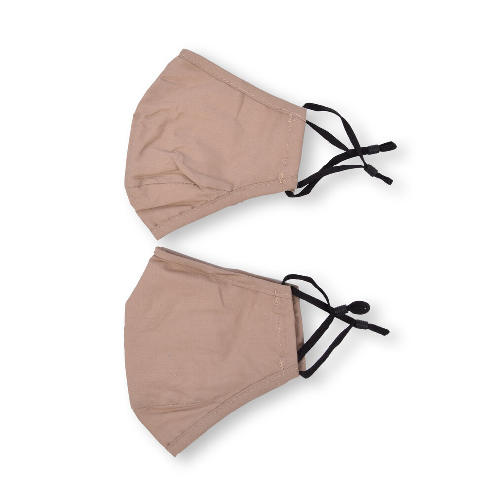 Discountershop Beige Fashion  Mondkapjes | 24cm x 15.5m | Set van 2 | 100% Katoen | Herbruikbaar en Wasbaar Gezichtsmasker met Oorlus | Anti-Stof en Pollen Beschermend