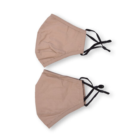 Discountershop Beige Fashion  Mondkapjes | 24cm x 15.5m | Set van 2 | 100% Katoen | Herbruikbaar en Wasbaar Gezichtsmasker met Oorlus | Anti-Stof en Pollen Beschermend