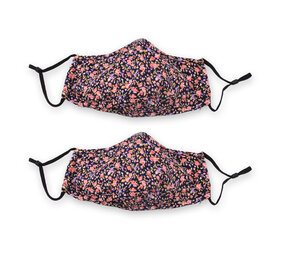 Discountershop Black Cotton Face Masks with Flowers | Set of 2 | 24cm x 15.5cm | Reusable and Washable | Fashionable and Protective Against Germs Discountershop Black Cotton Face Masks with Flowers | Set of 2 | 24cm x 15.5cm | Reusable and Washable | Fashionable and Protective Against Germs
