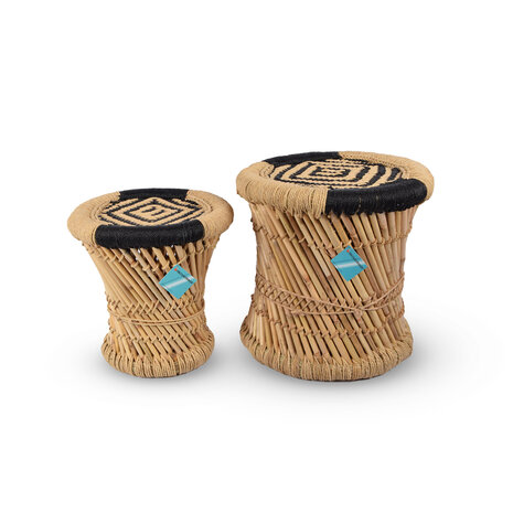 Discountershop Set van 2 Lichtbruine/Zwarte Bamboe Salontafels | Grote Tafel 37.5cm | Kleine Tafel 30.5cm | Gebruik Voor Perfecte Zitopstelling Discountershop Set van 2 Lichtbruine/Zwarte Bamboe Salontafels | Grote Tafel 37.5cm | Kleine Tafel 30.5cm | Gebruik Voor Perfecte Zitopstelling