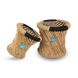 Discountershop Set of 2 Light Brown/Black Bamboo Coffee Tables | Large Table 37.5cm | Small Table 30.5cm | Use for Perfect Seating Arrangement Discountershop Set of 2 Light Brown/Black Bamboo Coffee Tables | Large Table 37.5cm | Small Table 30.5cm | Use for Perfect Seating Arrangement