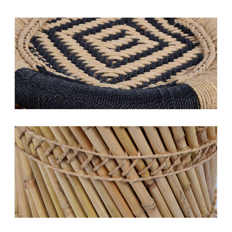 Discountershop Set of 2 Light Brown/Black Bamboo Coffee Tables | Large Table 37.5cm | Small Table 30.5cm | Use for Perfect Seating Arrangement Discountershop Set of 2 Light Brown/Black Bamboo Coffee Tables | Large Table 37.5cm | Small Table 30.5cm | Use for Perfect Seating Arrangement