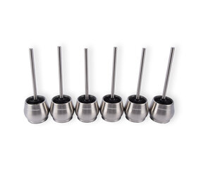 Discountershop Premium Toilet Brushes 6 Pieces with Freestanding Holder | Silver | 10.5cm x 12cm x 36cm | Quick-Drying Container | Sturdy Handle | Deep Cleaning | Hygienic Silicone Toilet Brush for Maximum Hygiene Discountershop Premium Toilet Brushes 6 Pieces with Freestanding Holder | Silver | 10.5cm x 12cm x 36cm | Quick-Drying Container | Sturdy Handle | Deep Cleaning | Hygienic Silicone Toilet Brush for Maximum Hygiene