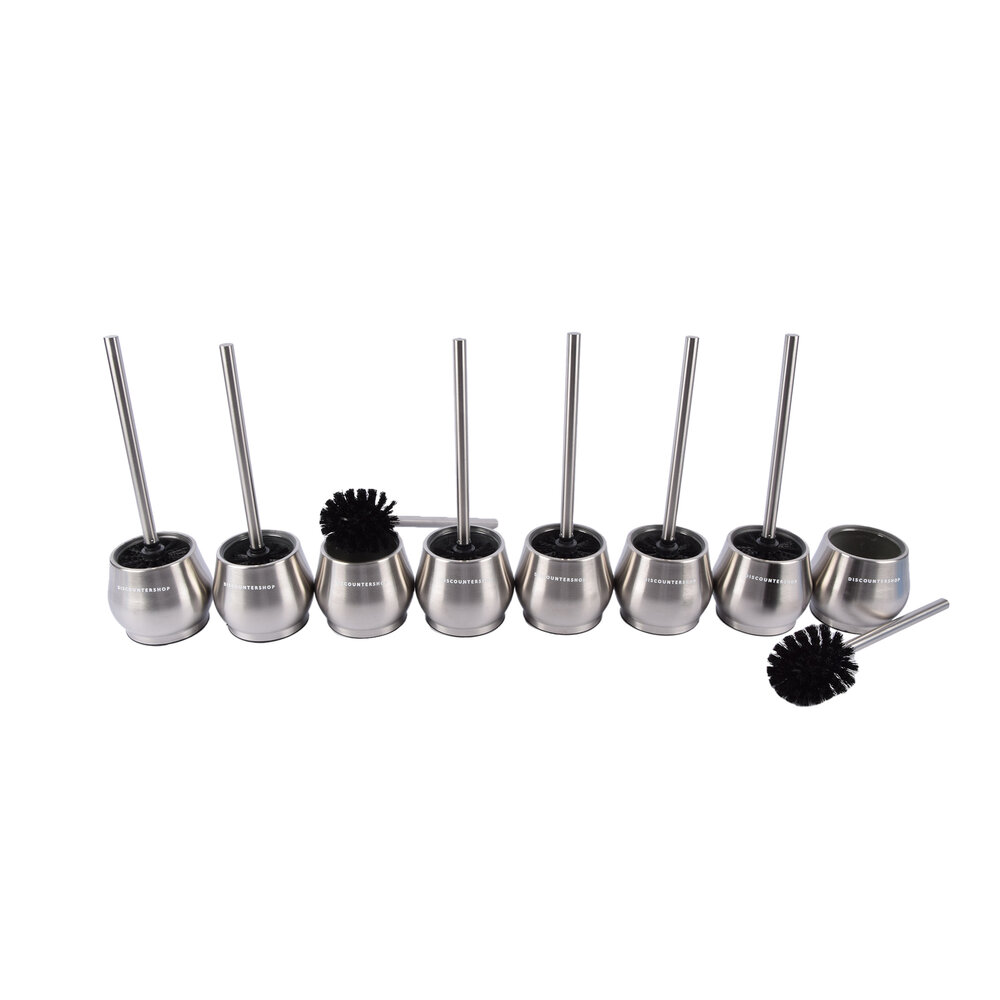 Discountershop Premium Stainless Steel Toilet Brush Set | 8x Toilet Brushes with Quick-Drying Container and Sturdy Handle | Hygienic Silicone Brushes | Silver | 10.5cm x 12cm x 36cm Discountershop Premium Stainless Steel Toilet Brush Set | 8x Toilet Brushes with Quick-Drying Container and Sturdy Handle | Hygienic Silicone Brushes | Silver | 10.5cm x 12cm x 36cm