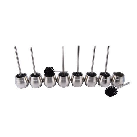 Discountershop Premium Stainless Steel Toilet Brush Set | 8x Toilet Brushes with Quick-Drying Container and Sturdy Handle | Hygienic Silicone Brushes | Silver | 10.5cm x 12cm x 36cm Discountershop Premium Stainless Steel Toilet Brush Set | 8x Toilet Brushes with Quick-Drying Container and Sturdy Handle | Hygienic Silicone Brushes | Silver | 10.5cm x 12cm x 36cm