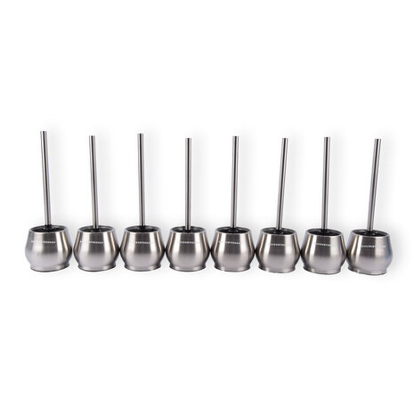 Discountershop Premium Stainless Steel Toilet Brush Set | 8x Toilet Brushes with Quick-Drying Container and Sturdy Handle | Hygienic Silicone Brushes | Silver | 10.5cm x 12cm x 36cm Discountershop Premium Stainless Steel Toilet Brush Set | 8x Toilet Brushes with Quick-Drying Container and Sturdy Handle | Hygienic Silicone Brushes | Silver | 10.5cm x 12cm x 36cm