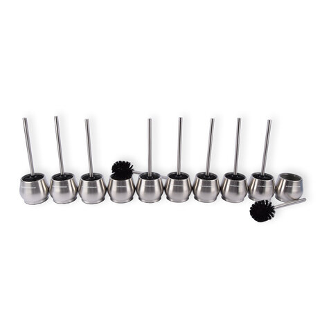Discountershop Set of 10 Silver Toilet Brushes with Holders | Stainless Steel | 10.5cm x 12m x 36cm | Hygienic Silicone Toilet Brush | Sturdy Handle | Deep Cleaning and Premium Bathroom Accessory Discountershop Set of 10 Silver Toilet Brushes with Holders | Stainless Steel | 10.5cm x 12m x 36cm | Hygienic Silicone Toilet Brush | Sturdy Handle | Deep Cleaning and Premium Bathroom Accessory