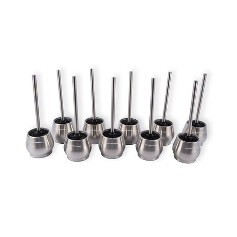Discountershop Set of 10 Silver Toilet Brushes with Holders | Stainless Steel | 10.5cm x 12m x 36cm | Hygienic Silicone Toilet Brush | Sturdy Handle | Deep Cleaning and Premium Bathroom Accessory Discountershop Set of 10 Silver Toilet Brushes with Holders | Stainless Steel | 10.5cm x 12m x 36cm | Hygienic Silicone Toilet Brush | Sturdy Handle | Deep Cleaning and Premium Bathroom Accessory