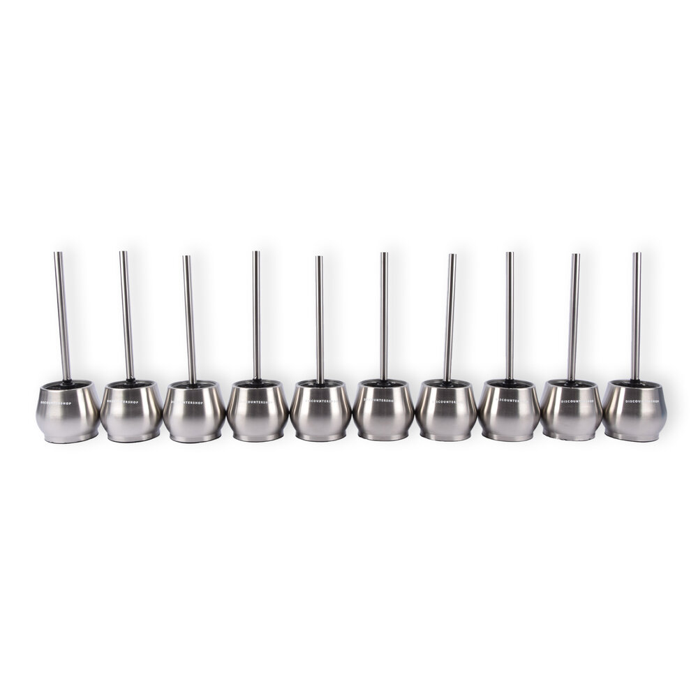 Discountershop Set of 10 Silver Toilet Brushes with Holders | Stainless Steel | 10.5cm x 12m x 36cm | Hygienic Silicone Toilet Brush | Sturdy Handle | Deep Cleaning and Premium Bathroom Accessory Discountershop Set of 10 Silver Toilet Brushes with Holders | Stainless Steel | 10.5cm x 12m x 36cm | Hygienic Silicone Toilet Brush | Sturdy Handle | Deep Cleaning and Premium Bathroom Accessory