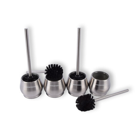 Discountershop 4x Silver Toilet Brushes with Free-standing Holders | Stainless Steel | 10.5cm x 12m x 36cm | Premium Bathroom Accessories | Maximum Hygiene With Timeless Design | Provides Deep Cleaning Discountershop 4x Silver Toilet Brushes with Free-standing Holders | Stainless Steel | 10.5cm x 12m x 36cm | Premium Bathroom Accessories | Maximum Hygiene With Timeless Design | Provides Deep Cleaning