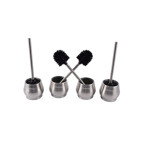 Discountershop 4x Silver Toilet Brushes with Free-standing Holders | Stainless Steel | 10.5cm x 12m x 36cm | Premium Bathroom Accessories | Maximum Hygiene With Timeless Design | Provides Deep Cleaning Discountershop 4x Silver Toilet Brushes with Free-standing Holders | Stainless Steel | 10.5cm x 12m x 36cm | Premium Bathroom Accessories | Maximum Hygiene With Timeless Design | Provides Deep Cleaning