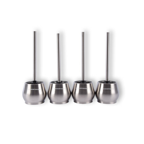 Discountershop 4x Silver Toilet Brushes with Free-standing Holders | Stainless Steel | 10.5cm x 12m x 36cm | Premium Bathroom Accessories | Maximum Hygiene With Timeless Design | Provides Deep Cleaning Discountershop 4x Silver Toilet Brushes with Free-standing Holders | Stainless Steel | 10.5cm x 12m x 36cm | Premium Bathroom Accessories | Maximum Hygiene With Timeless Design | Provides Deep Cleaning