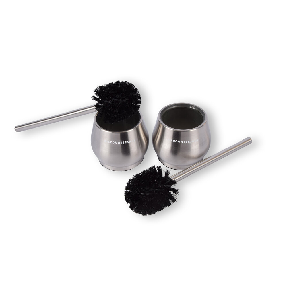 Discountershop Silver Toilet Brush with Freestanding Stainless Steel Holder | 2-Piece Set | 10.5cm Length | 12m Width | 36cm Height | Premium Bathroom Accessory with Silicone Bristles Discountershop Silver Toilet Brush with Freestanding Stainless Steel Holder | 2-Piece Set | 10.5cm Length | 12m Width | 36cm Height | Premium Bathroom Accessory with Silicone Bristles
