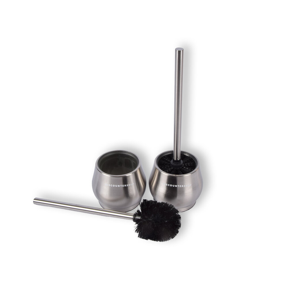 Discountershop Zilveren Toiletborstel met Vrijstaande RVS Houder | 2 Delige Set | 10.5cm Lengte | 12m Breedte | 36cm Hoogte | Premium Badkamer Accessoire met Siliconen Borstelharen Discountershop Zilveren Toiletborstel met Vrijstaande RVS Houder | 2 Delige Set | 10.5cm Lengte | 12m Breedte | 36cm Hoogte | Premium Badkamer Accessoire met Siliconen Borstelharen