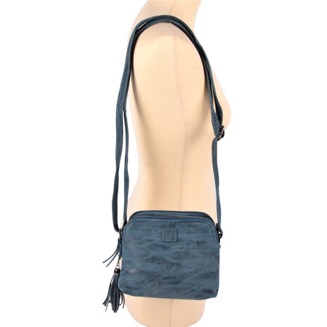 Bicky Bernard  Navy Crossbodytas met Handige Creditcardhouder - Bicky Bernard - 19.5x13x15.5cm - Lichtgewicht - Inclusief 6 Vakken, 7 Creditcardvakjes en 1 Ritssluiting